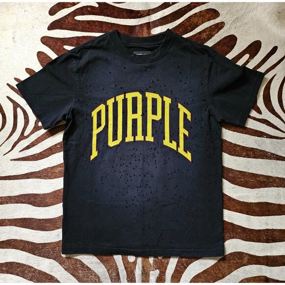Purple Brand Heavy Jersey Distressed T-Shirt Logo SZ M - Picture 1 of 7